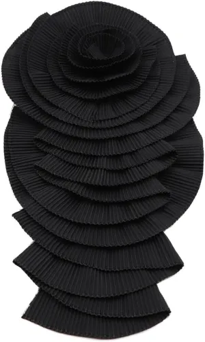 Ruffed Lace Fabric Brooch Pin Big Flower Pleated Chiffon Fabric Appliques Women Shoulder Decoration Trim