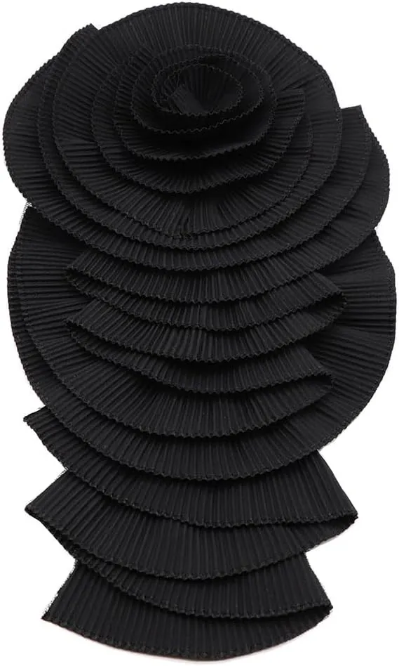 Ruffed Lace Fabric Brooch Pin Big Flower Pleated Chiffon Fabric Appliques Women Shoulder Decoration Trim