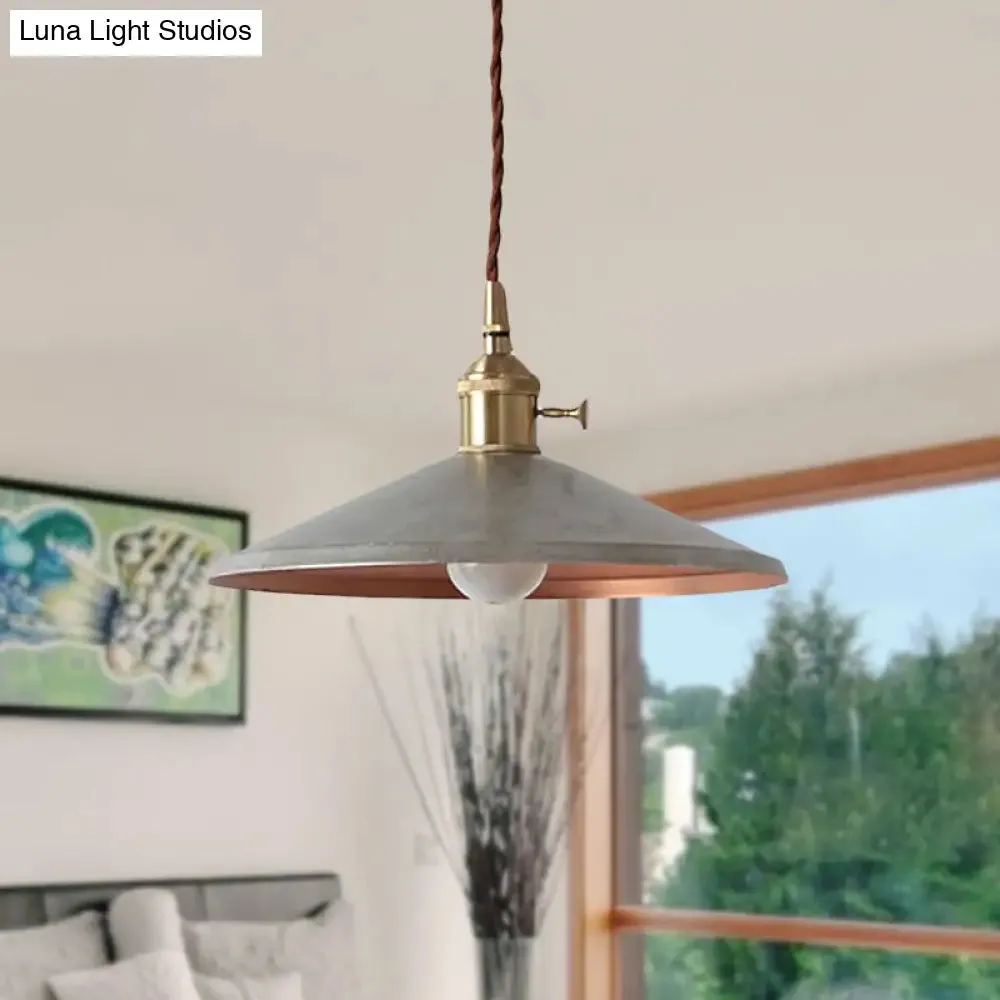 Rustic Saucer Shade Pendant Light with Adjustable Cord - Silver/Red/Blue