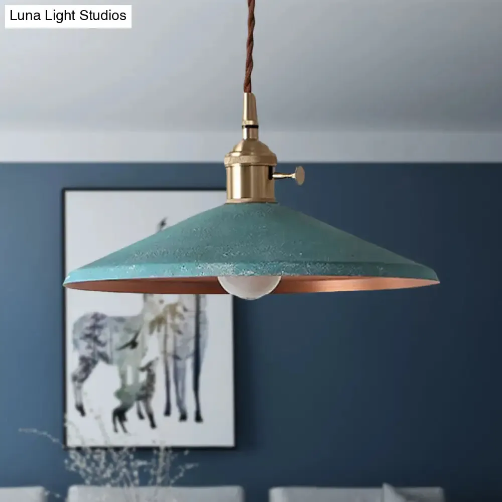 Rustic Saucer Shade Pendant Light with Adjustable Cord - Silver/Red/Blue