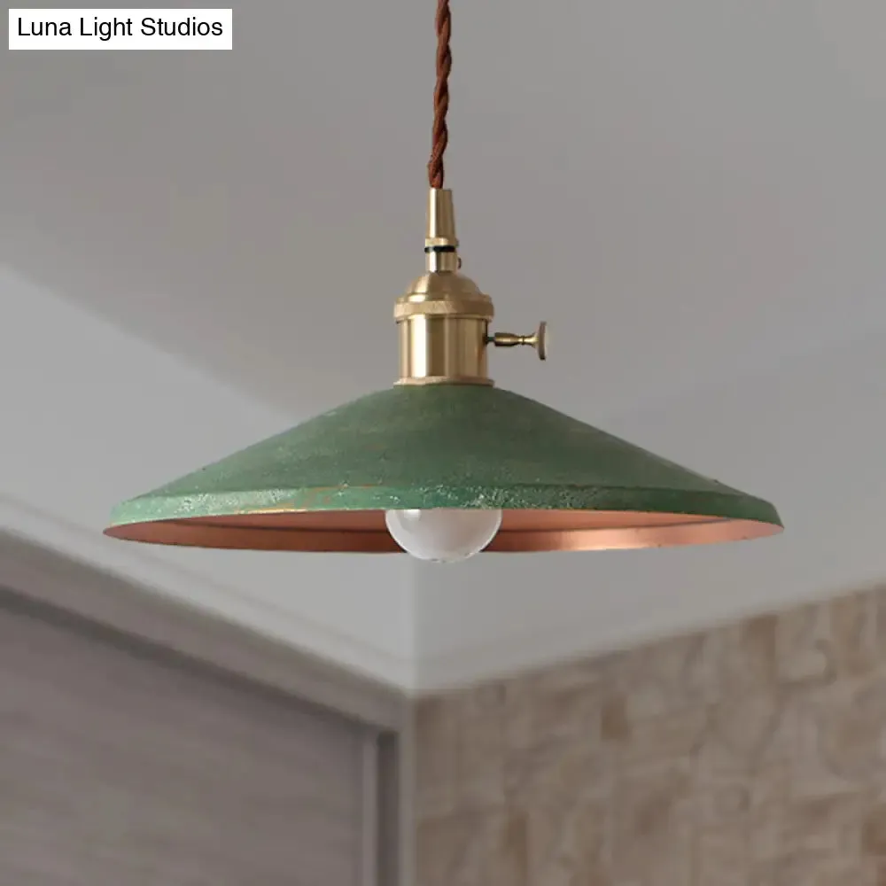 Rustic Saucer Shade Pendant Light with Adjustable Cord - Silver/Red/Blue