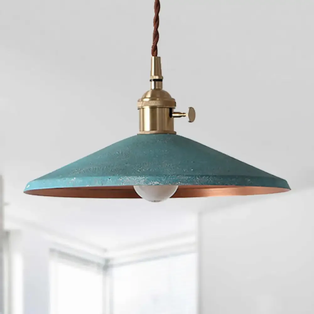Rustic Saucer Shade Pendant Light with Adjustable Cord - Silver/Red/Blue