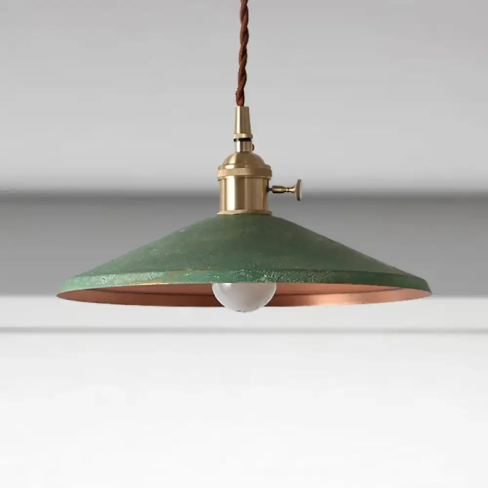 Rustic Saucer Shade Pendant Light with Adjustable Cord - Silver/Red/Blue