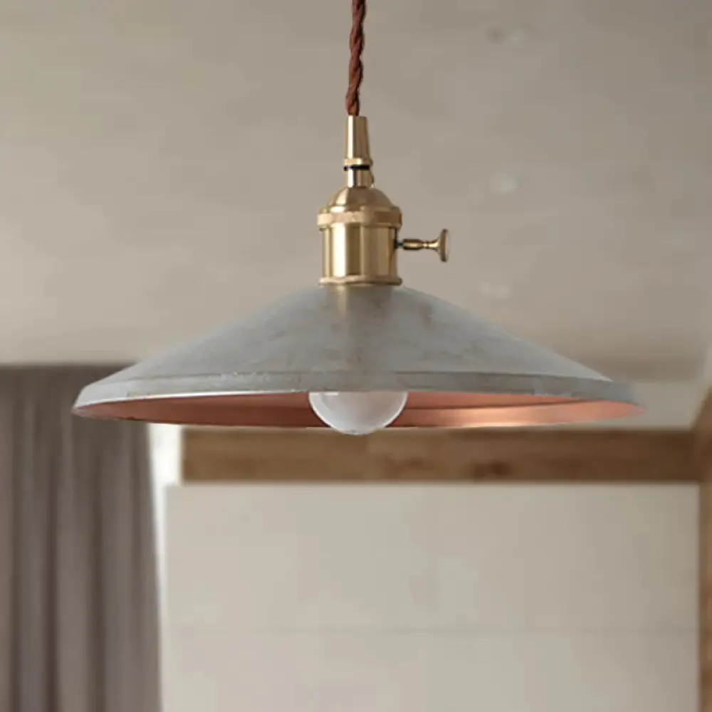 Rustic Saucer Shade Pendant Light with Adjustable Cord - Silver/Red/Blue