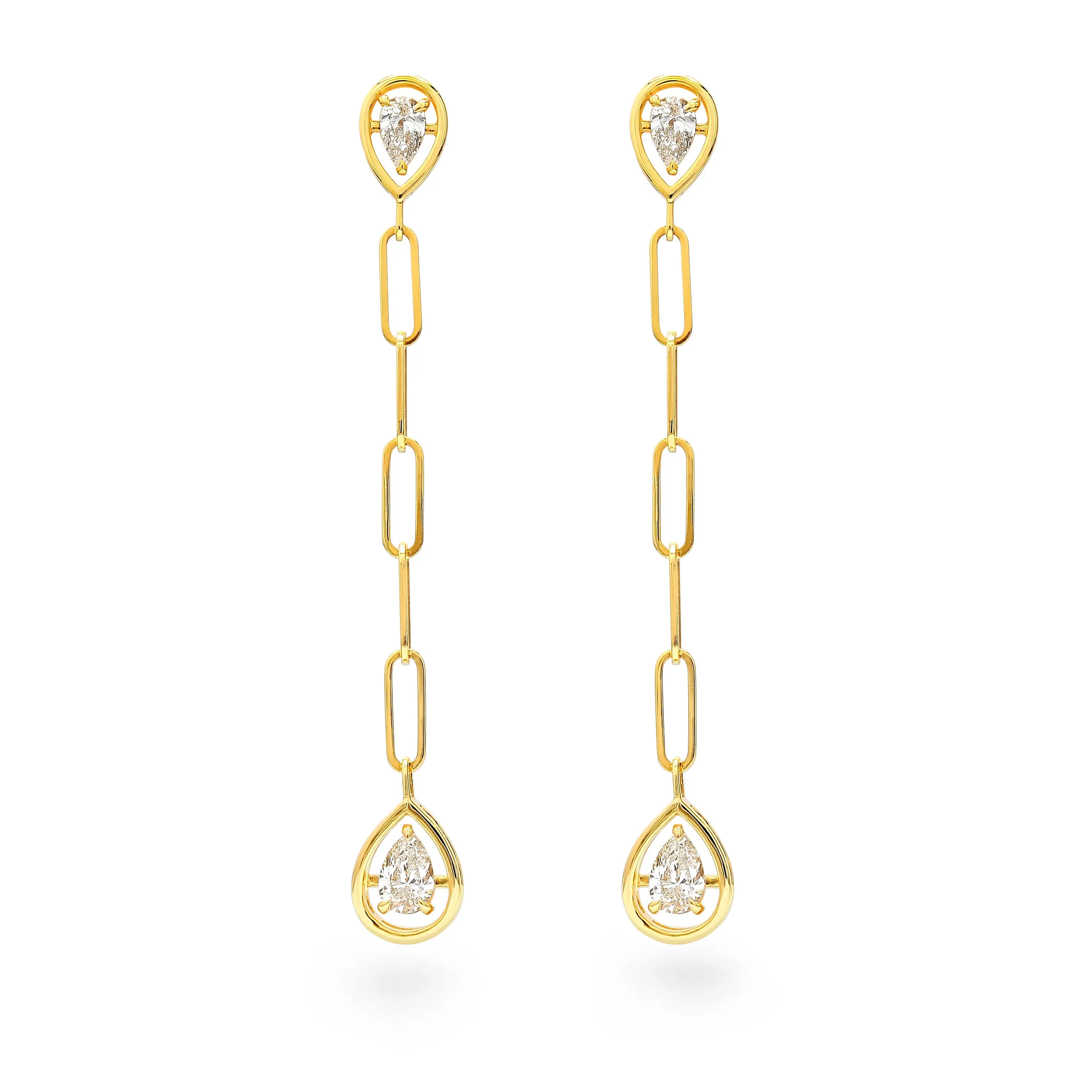 Saturn Pear Diamond Drop Earrings