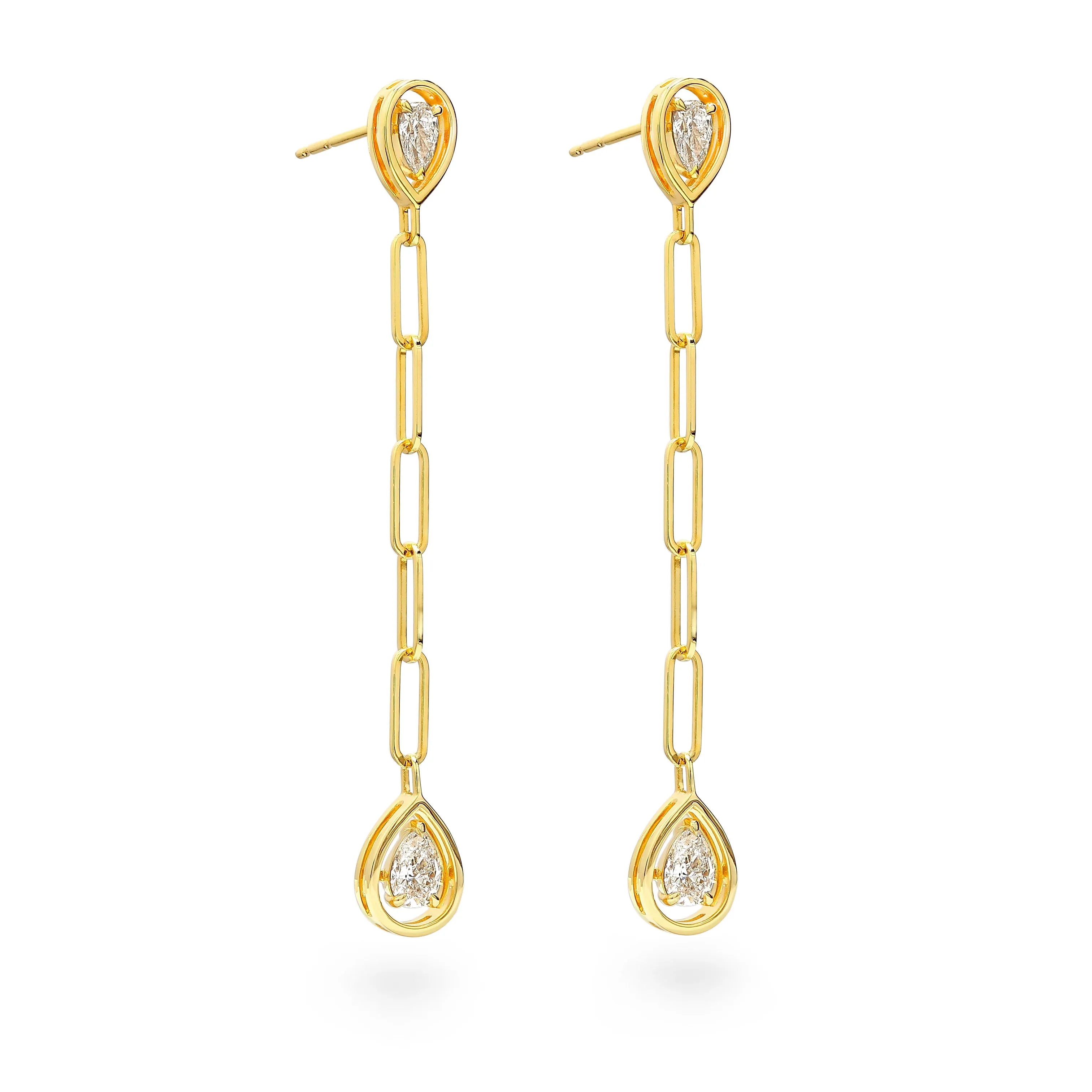 Saturn Pear Diamond Drop Earrings