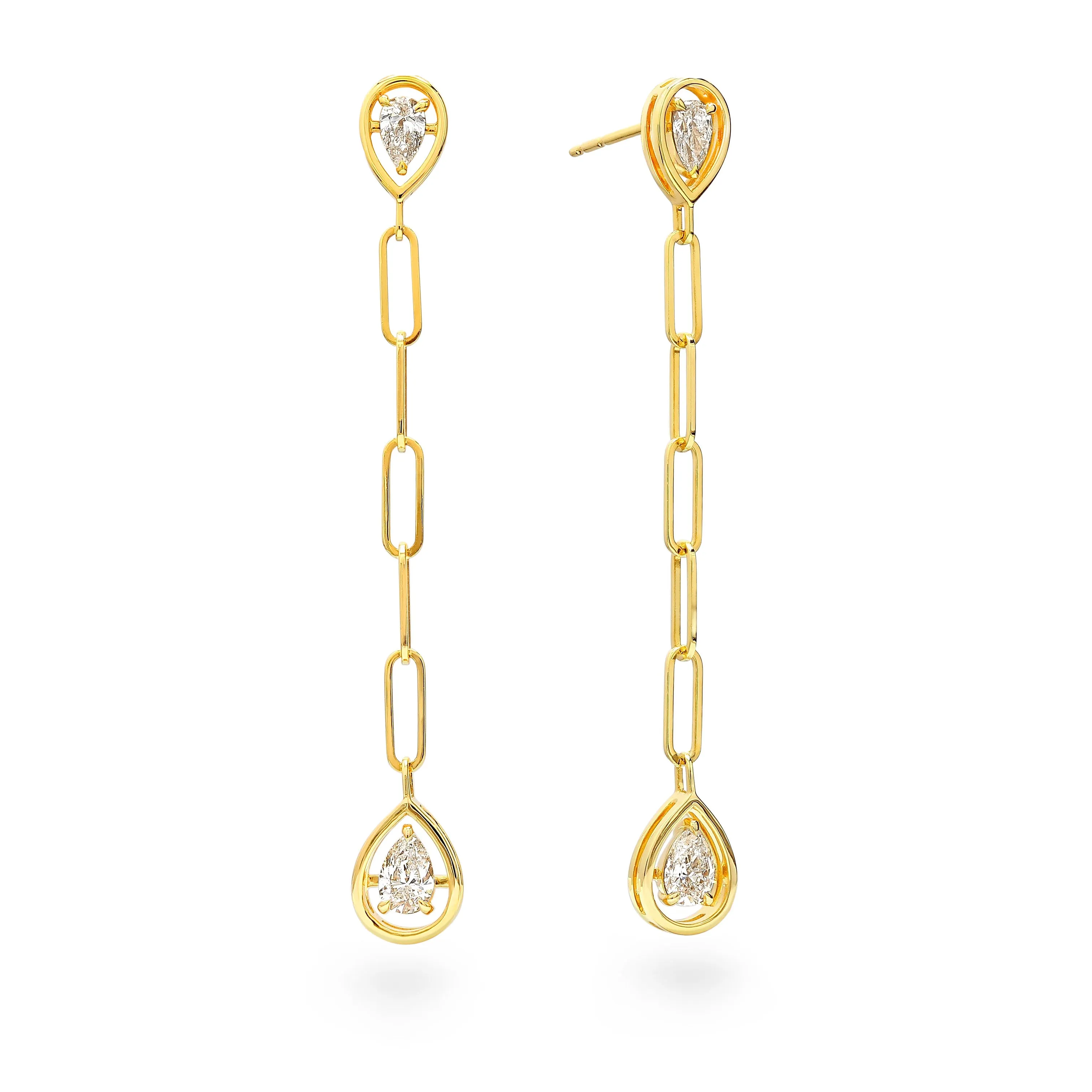 Saturn Pear Diamond Drop Earrings