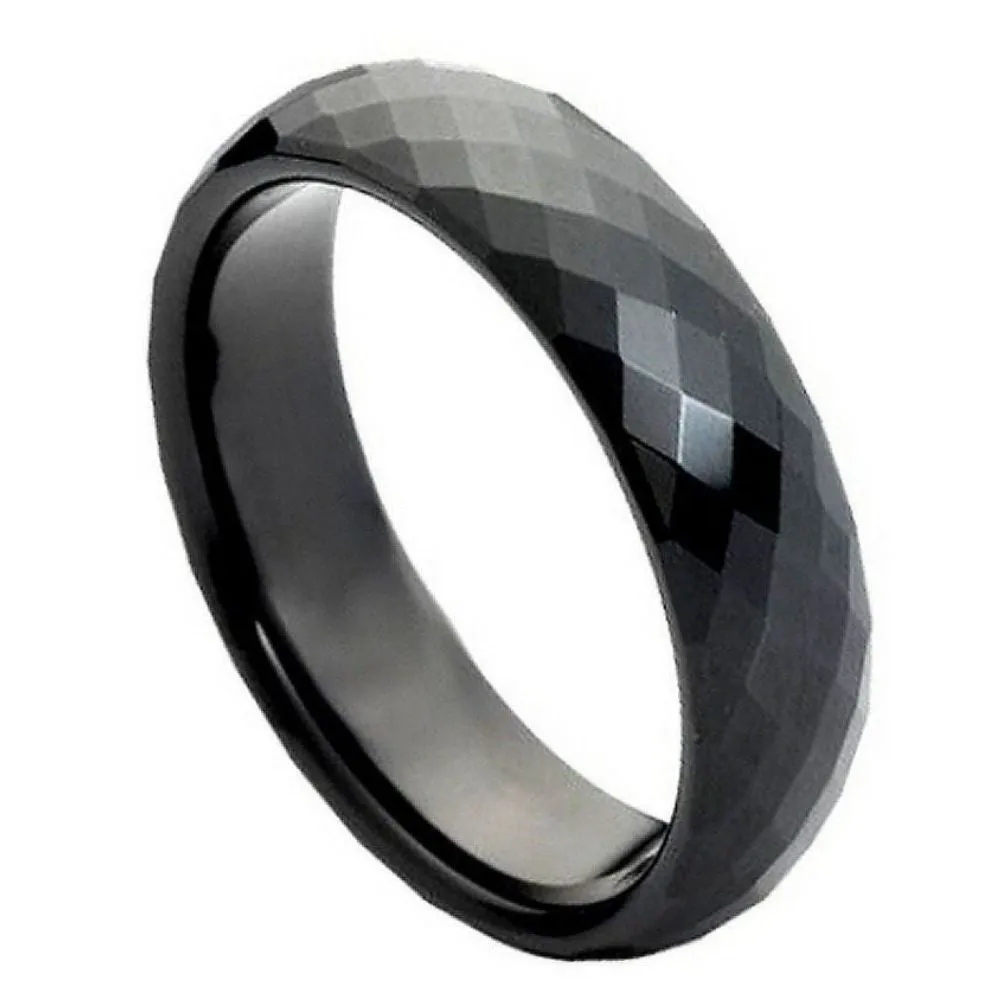 Scratch Free Tungsten Carbide Rings - 8mm Chip Chop Diamond Cuts