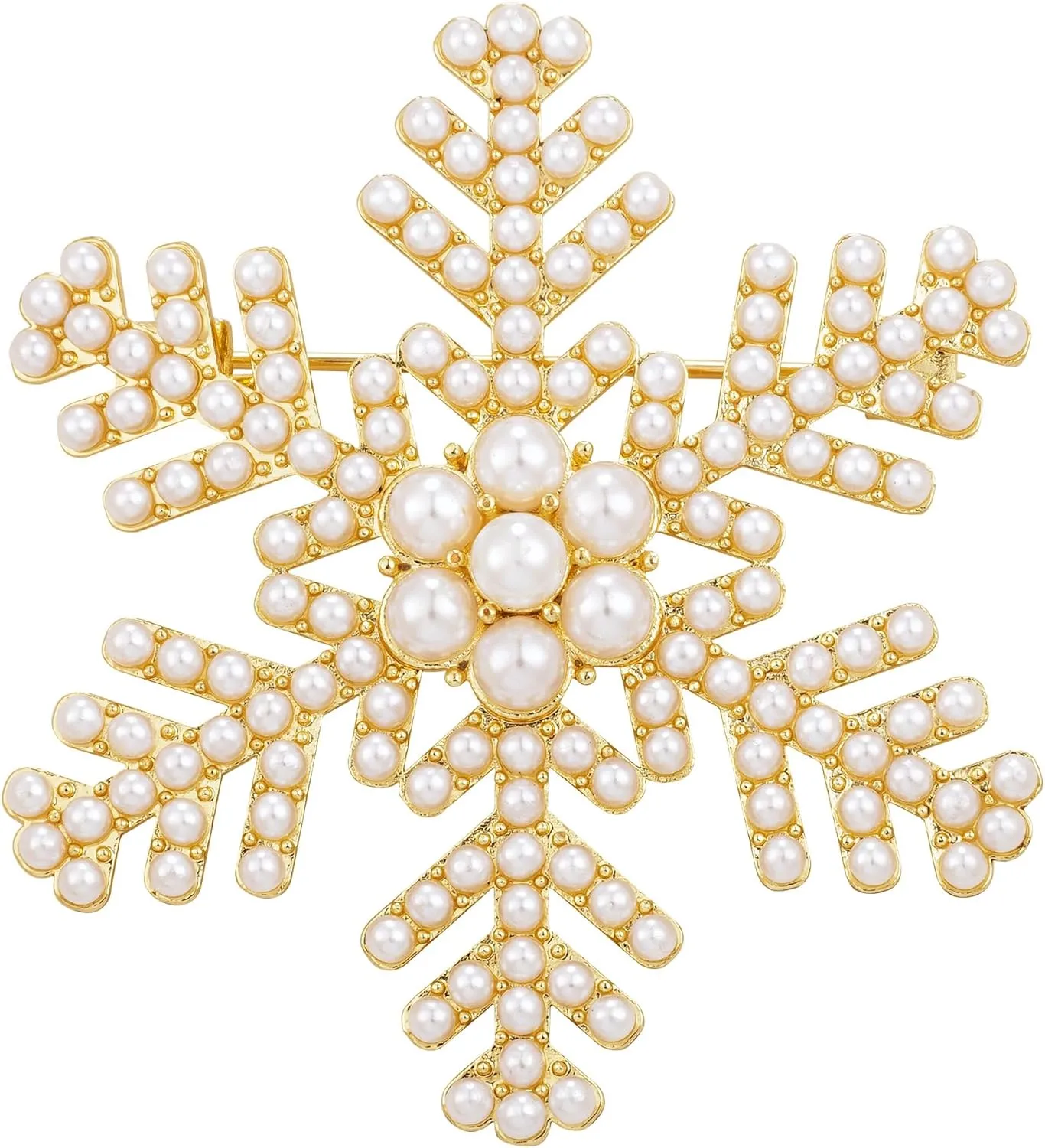 SELOVO Women's Simulated Pearl Cute Snowflake Brooch Pin Silver Tone