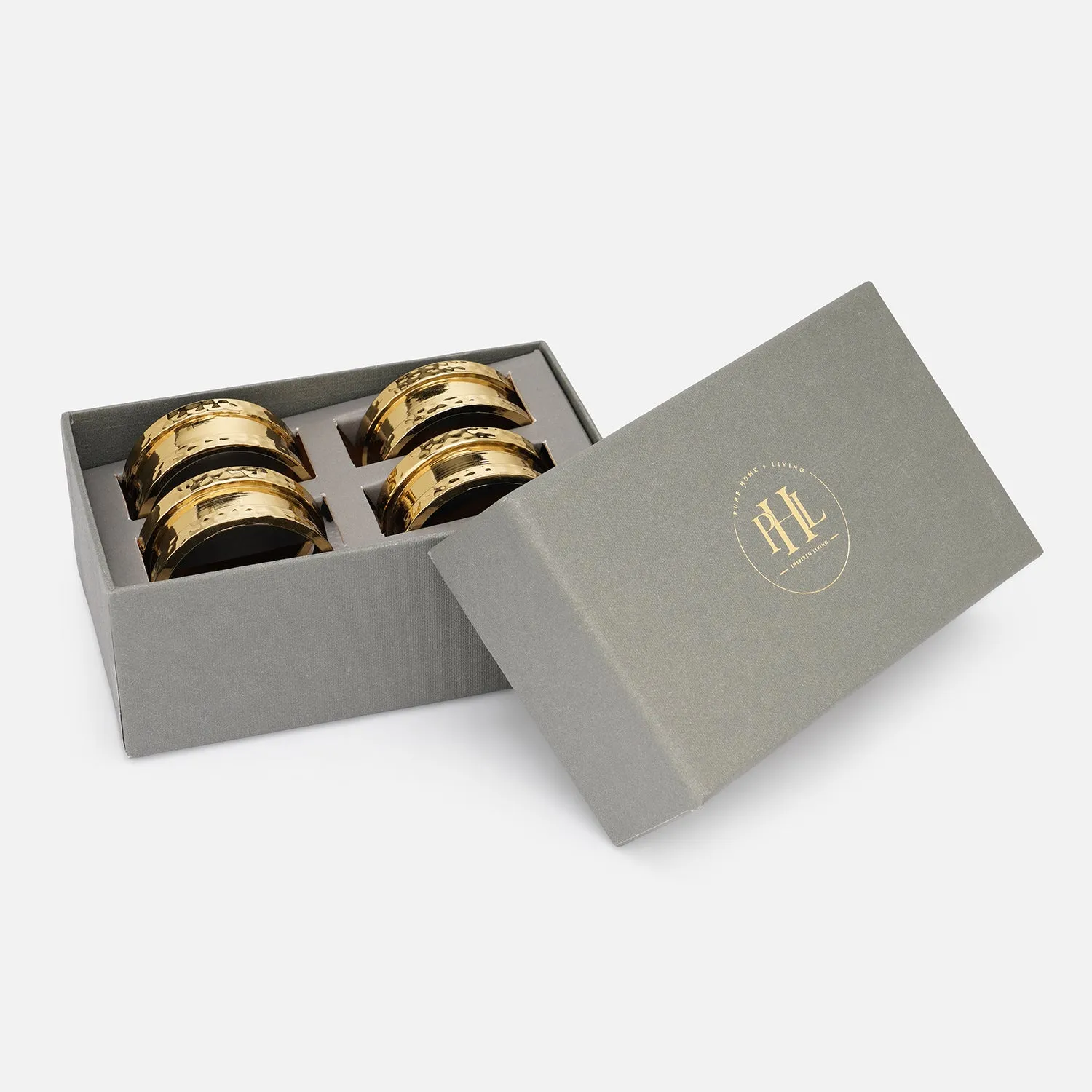 Set of 4 Gold Metal Napkin Rings