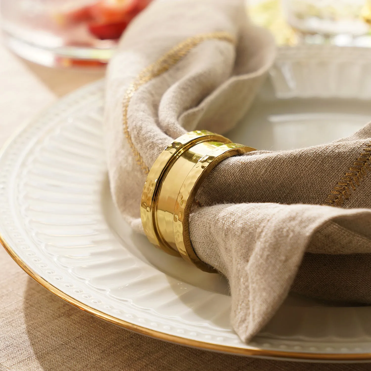 Set of 4 Gold Metal Napkin Rings