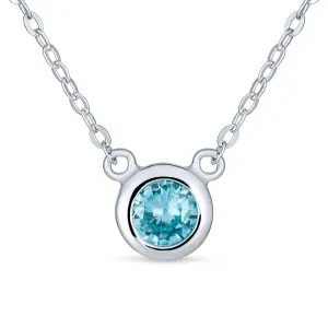 Silver Bezel-Set Round CZ Solitaire Pendant Necklace 2ct