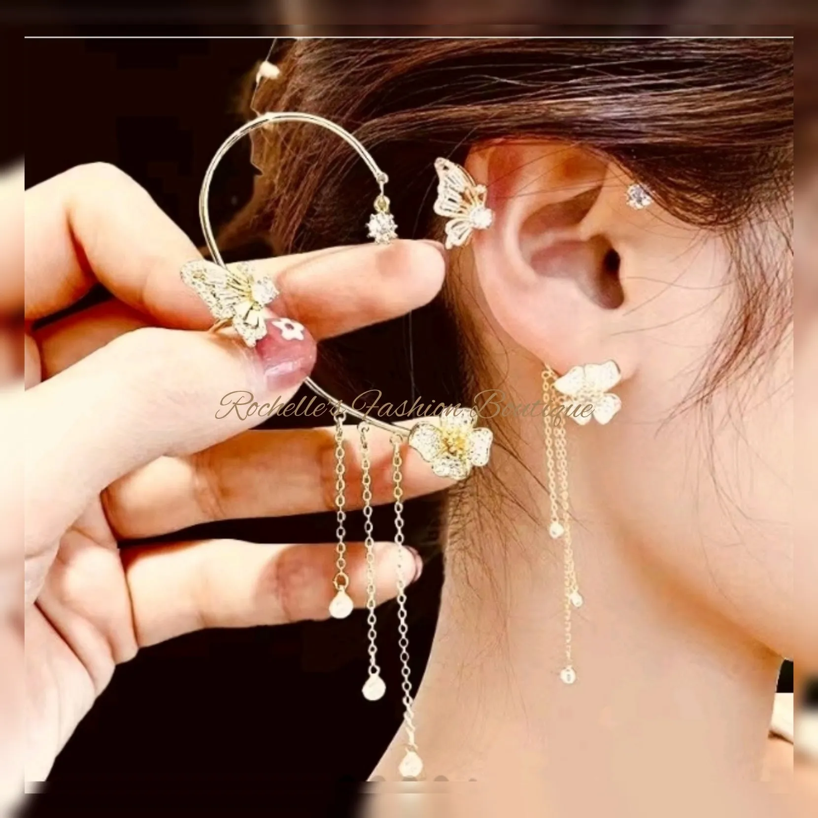 Silver Butterfly Ear Accessiories
