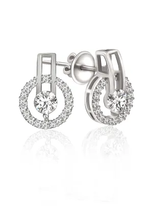 Silver Halo Solitaire Studs