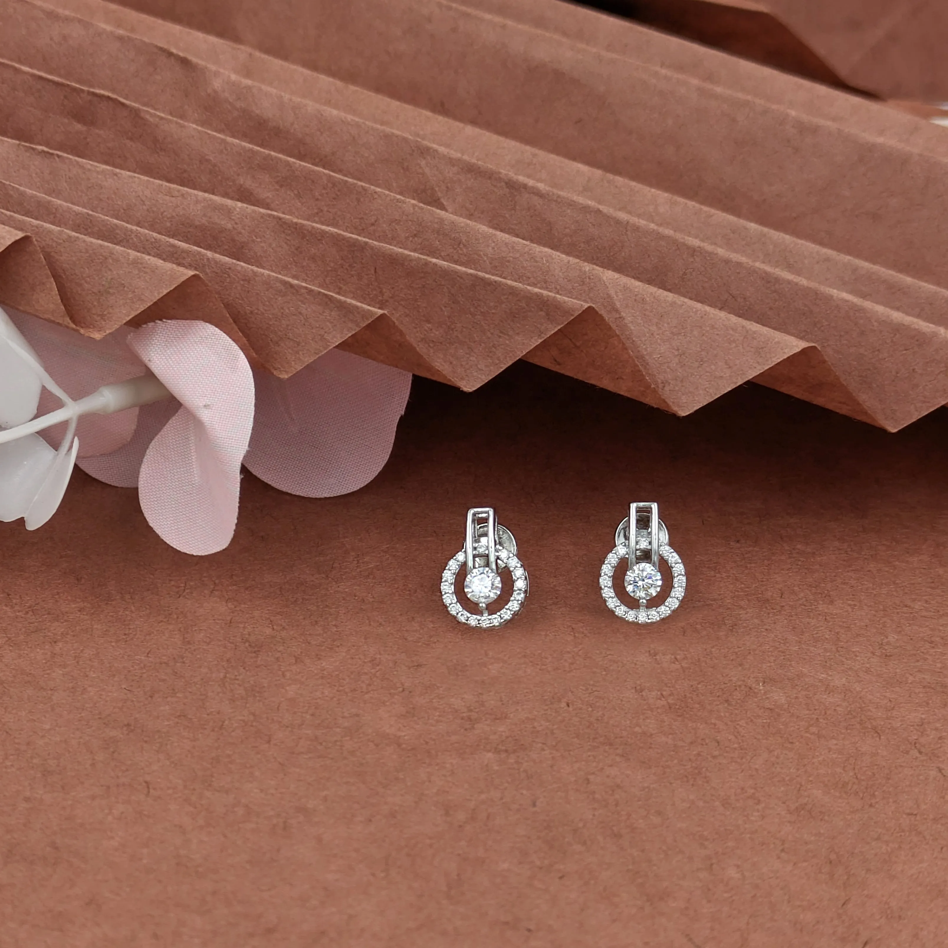 Silver Halo Solitaire Studs