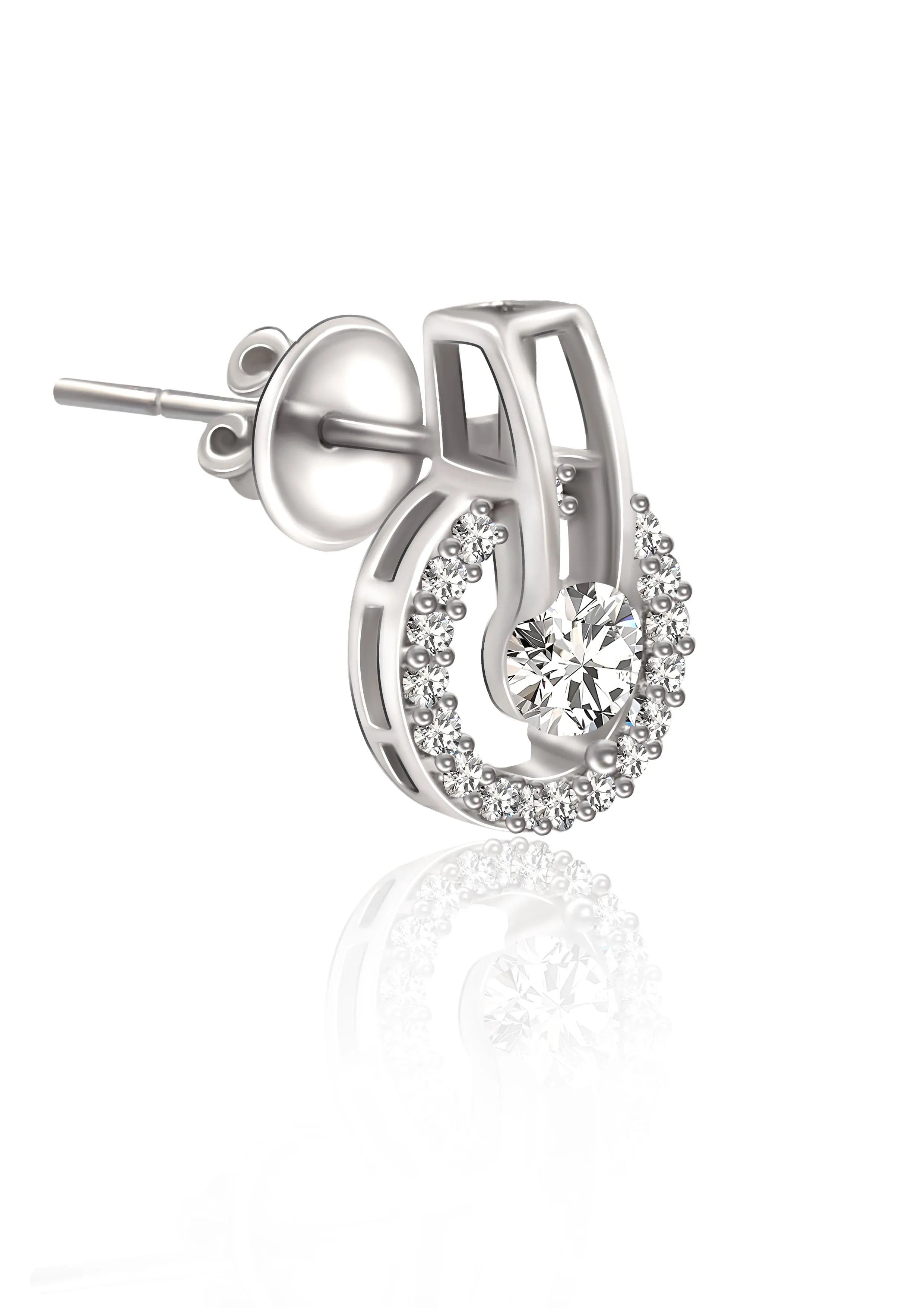 Silver Halo Solitaire Studs
