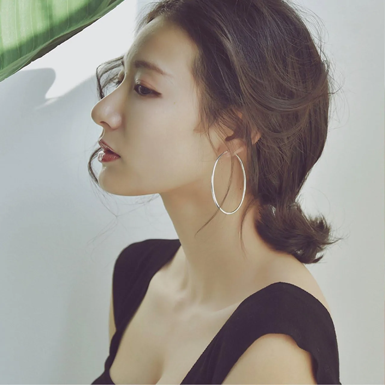 Silver Hoop Earrings Sterling Silver Circle Endless Big Earrings Hoops Jewelry,Fashion Gold Hoop Earring for Women,Daimeter 20,30,40,50,60,70,80mm