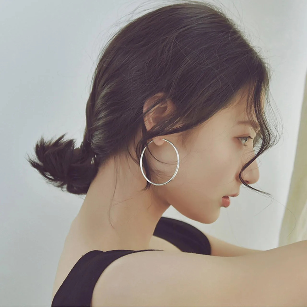 Silver Hoop Earrings Sterling Silver Circle Endless Big Earrings Hoops Jewelry,Fashion Gold Hoop Earring for Women,Daimeter 20,30,40,50,60,70,80mm