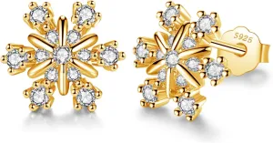 Silver Snowflake Stud Earrings - 925 Sterling Silver, Gift for Christmas, Comes with Jewellery Box