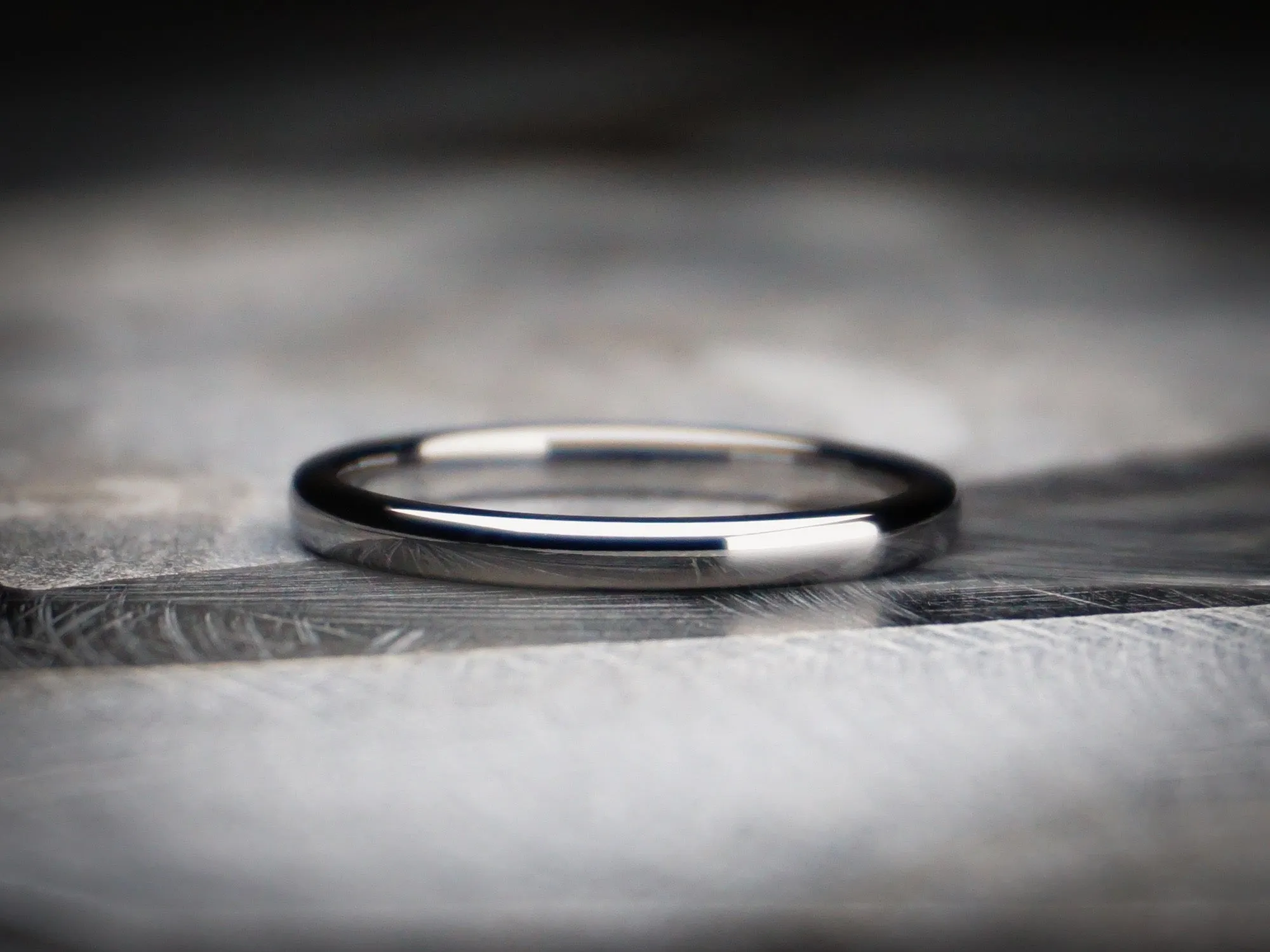 Silver Tungsten Ring, Polished Finish - 2MM