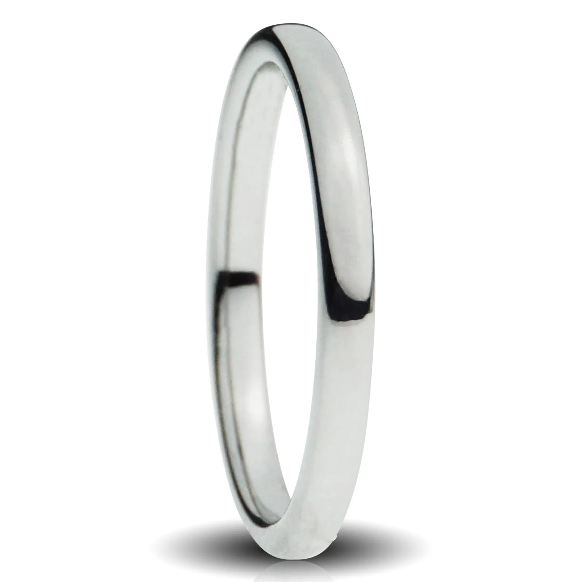 Silver Tungsten Ring, Polished Finish - 2MM