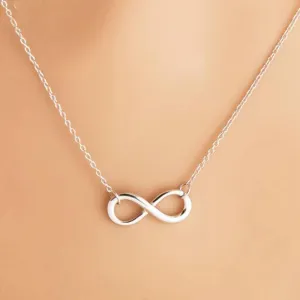 Simple Design Necklace For Women Silver Infinity Figure 8 Necklace Pendant Hammered Link Necklaces Collier Gift Jewelry Bijoux
