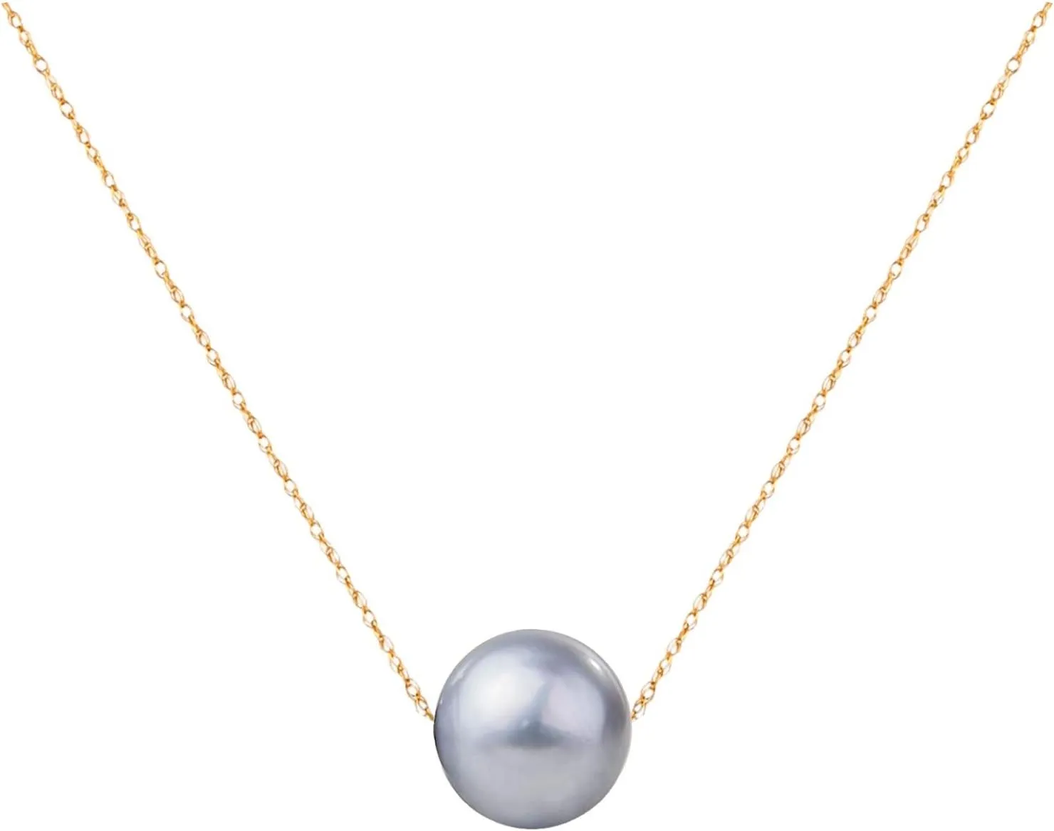 Single Floating Pearl Genuine Freshwater Cultured 10-11mm Pendant Necklace for Women 17"