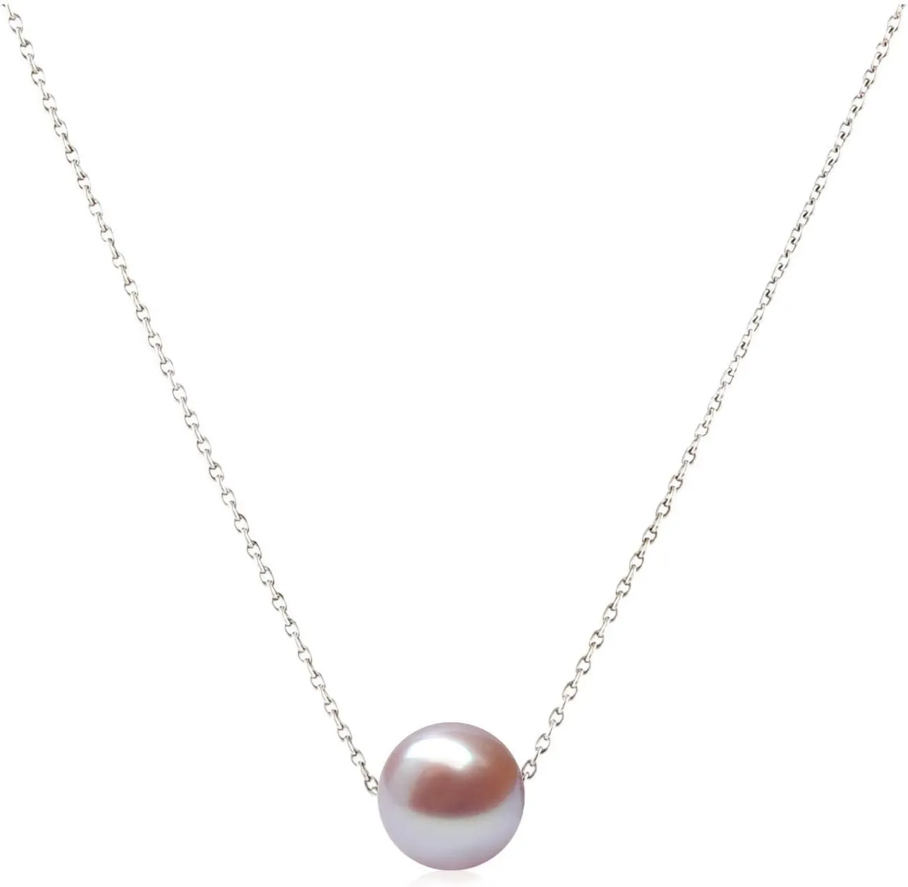 Single Floating Pearl Genuine Freshwater Cultured 10-11mm Pendant Necklace for Women 17"
