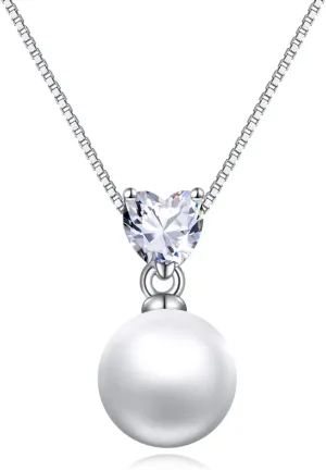 Single Pearl Choker Necklace 925 Sterling Silver Freshwater Cultured Pearl Necklace White Pearl Pendant Jewelry for Women