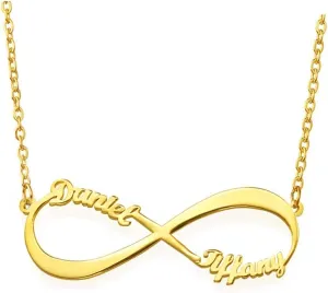 SISGEM Solid 10k 14k 18k Personalized Gold Infinity Name Necklace with 1-6 Names, Real Gold Customized Name Pendant Necklace Fine Jewelry Gifts for Women, Mom, Wife