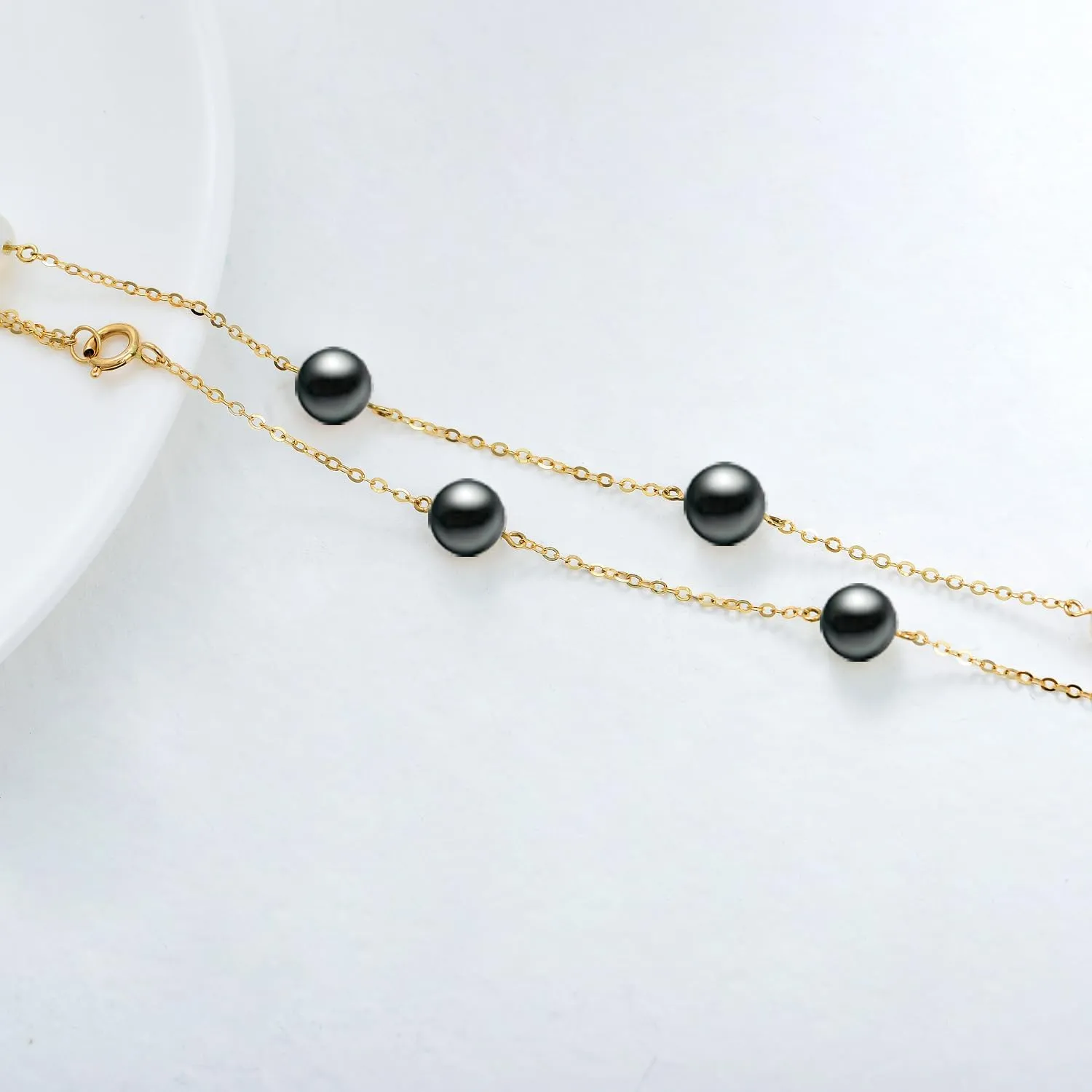 SISGEM Solid 14K Gold Pearl Necklace for Women Freshwater Cultured Pearl Choker Necklace Station Tin Cup Pearl Necklace Dainty Jewelry for Her Anniversary, 16''-18''