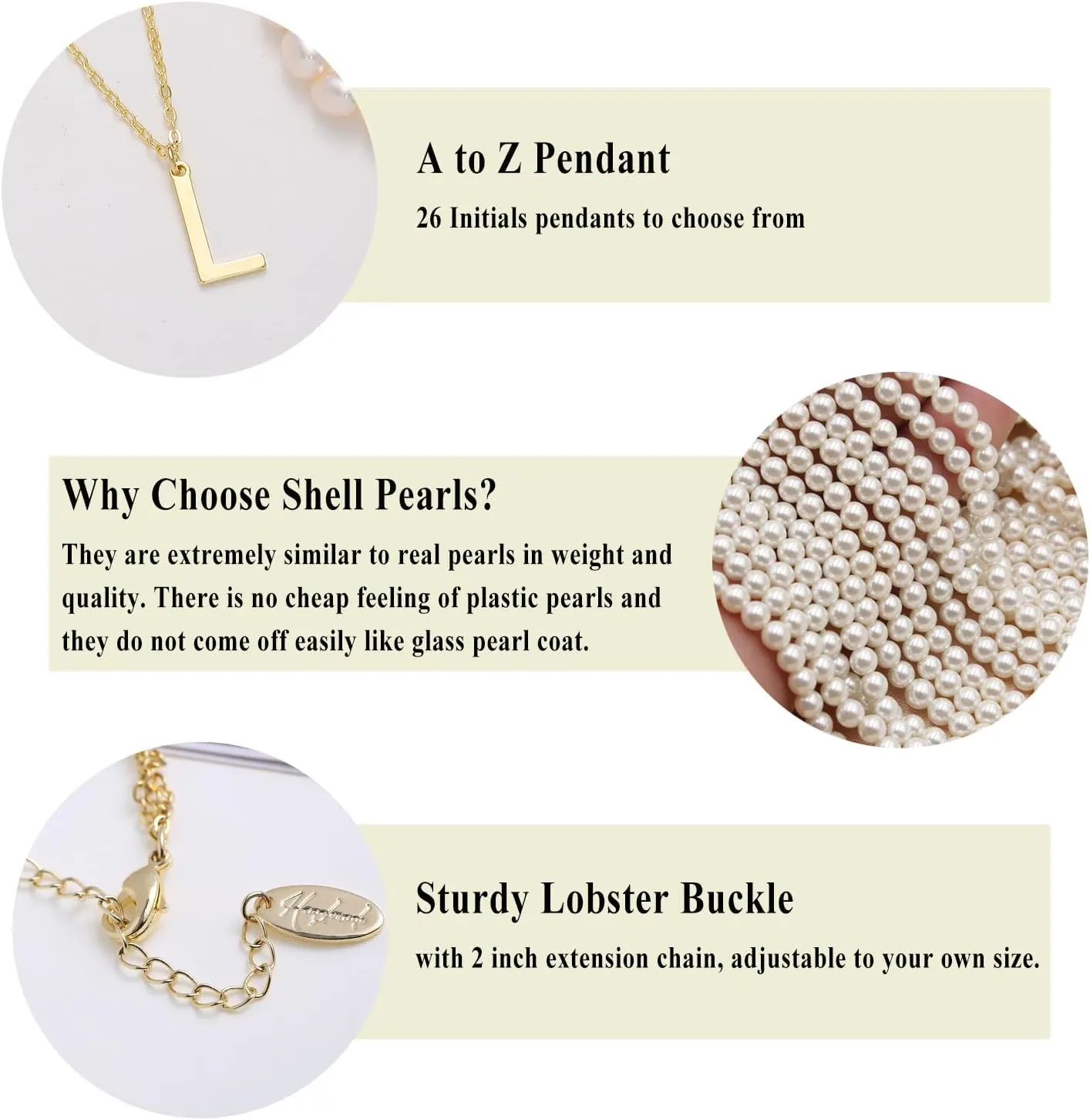 S.J JEWELRY Initial Pearl Necklace for Women 14K Gold Plated Letter Alphabet 26 A-Z Pendant Necklace Dainty Pearl Choker Necklaces Handmade Jewelry
