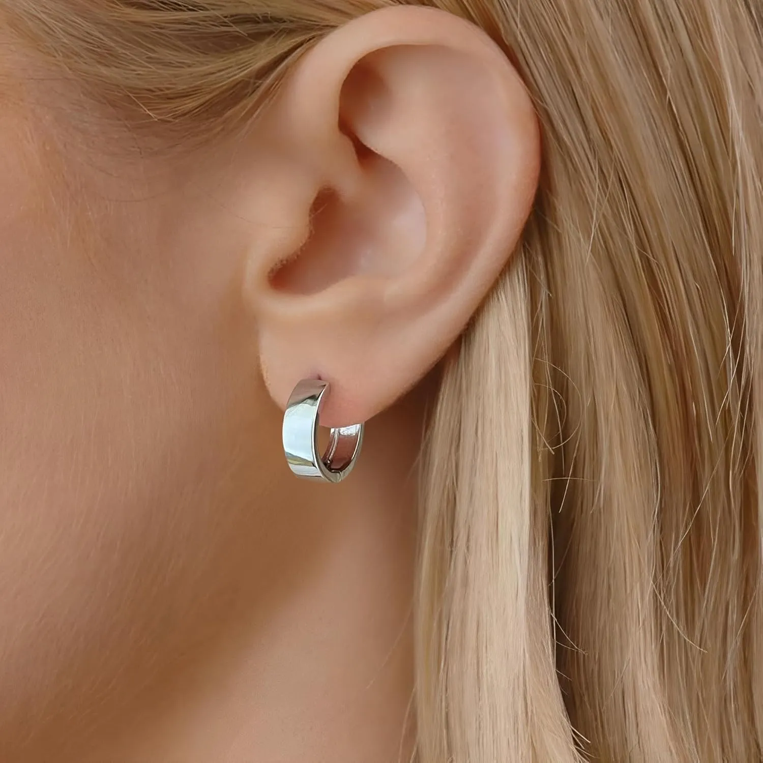 Small Hoop Earrings for Women 14K Gold Plated 925 Sterling Silver Post Huggie Earrings for Women