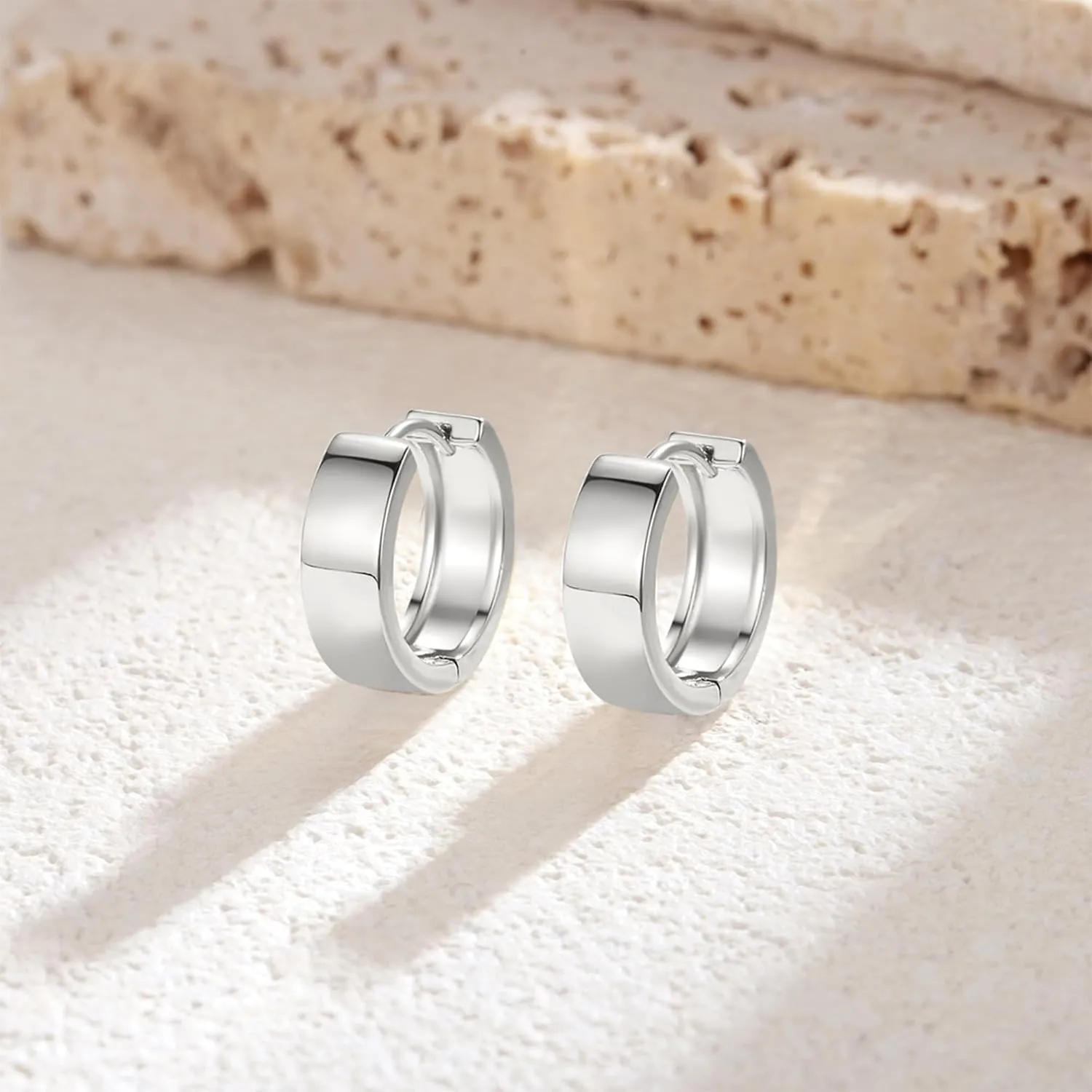 Small Hoop Earrings for Women 14K Gold Plated 925 Sterling Silver Post Huggie Earrings for Women