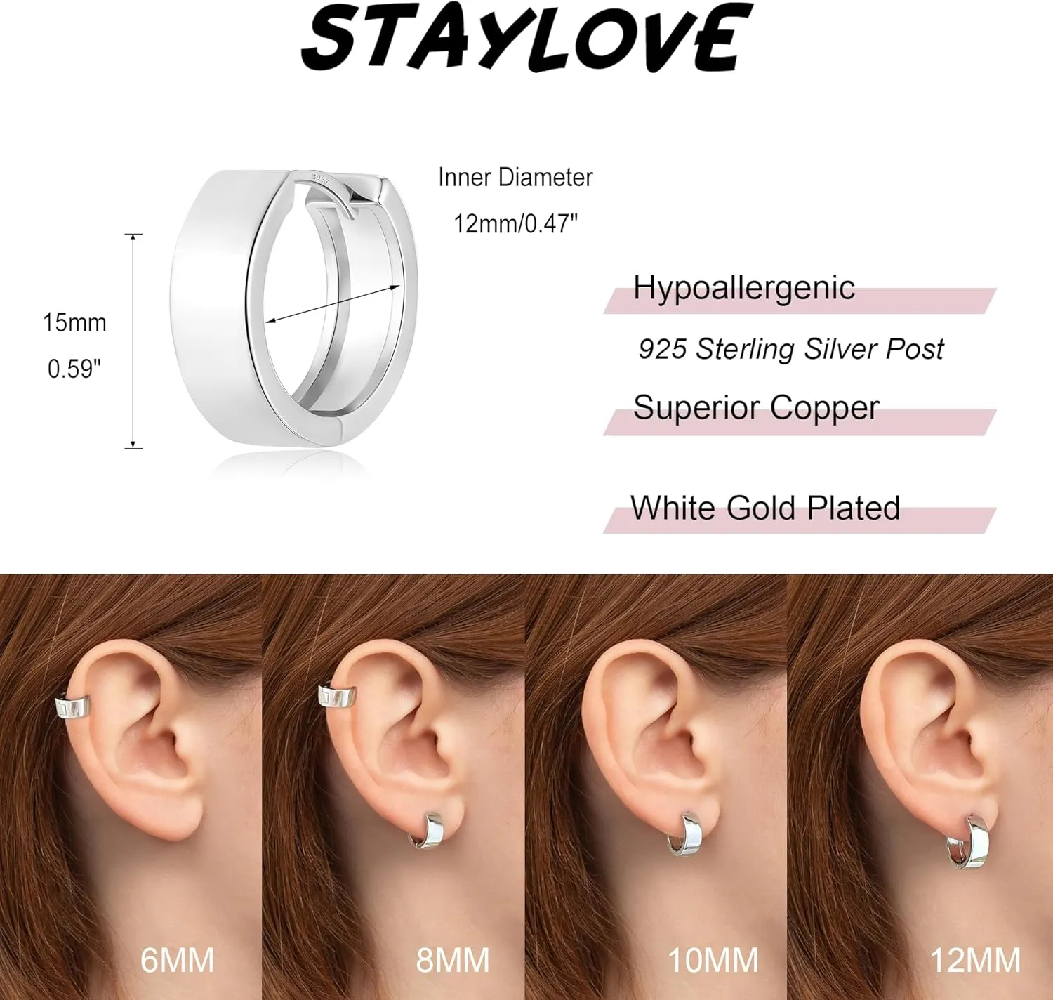 Small Hoop Earrings for Women 14K Gold Plated 925 Sterling Silver Post Huggie Earrings for Women