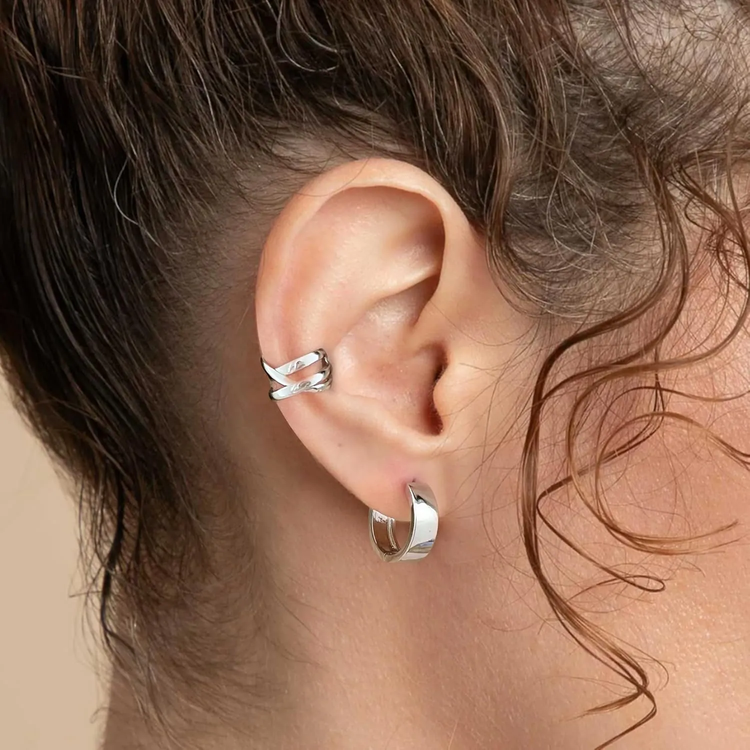 Small Hoop Earrings for Women 14K Gold Plated 925 Sterling Silver Post Huggie Earrings for Women