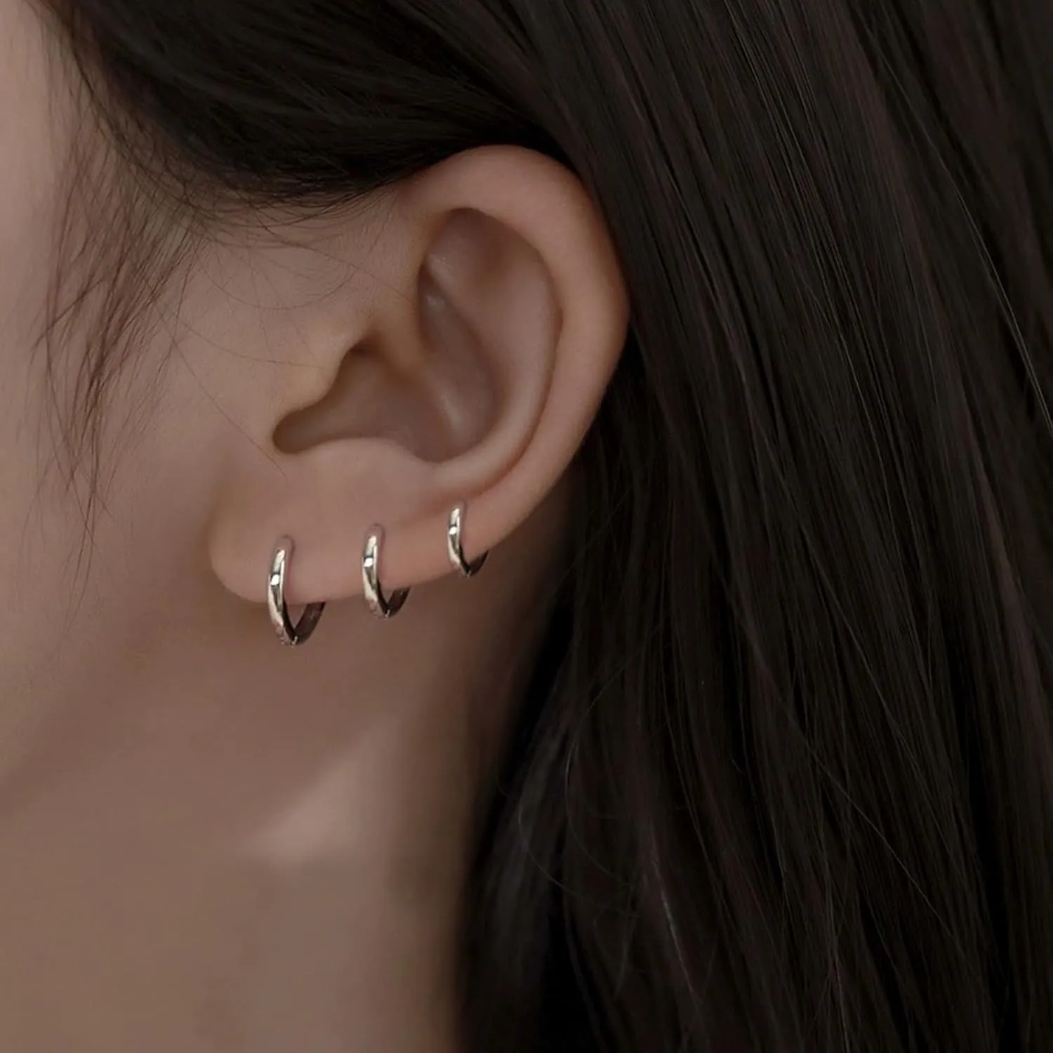 Small Silver Hoop Earrings, Sterling Silver Hoop Earrings For Women Hypoallergenic Earrings Tiny Huggie Hoop Silver Earrings Set For Men 3 Pairs