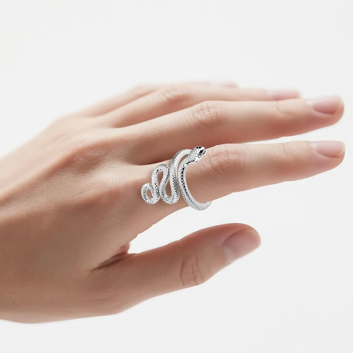 Snake Ring Adjustable Rings For Women 925 Sterling Silver Hypoallergenic Adjustable Open Rings for Women Jewelry