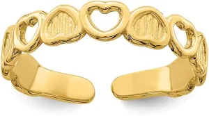 Solid 14k Yellow Gold Adjustable Heart Toe Ring Adjustable
