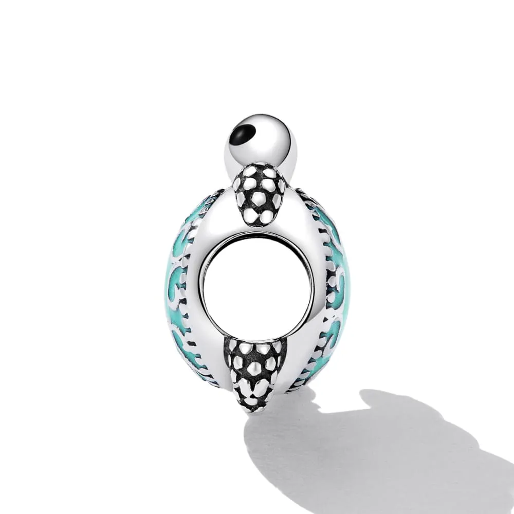Solid 925 Signature Silver Ocean Embrace Turtle Charm