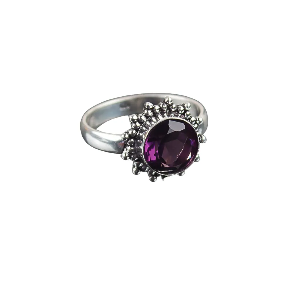 Solid 925 Sterling Silver Gemstone Handmade Statement Ring Protection Ring, Simple Ring, Mom Gifts, Minimalist Ring, Beautiful Mothers Day Ring Birthstone Ring. (amethyst, 6)