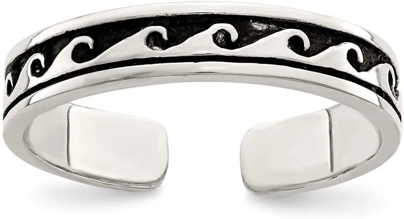 Solid 925 Sterling Silver Vintage Antiqued Adjustable Toe Ring Adjustable