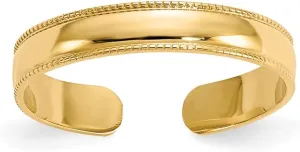Sonia Jewels Real 14k Yellow Gold Mill Grain Adjustable Toe Ring Adjustable