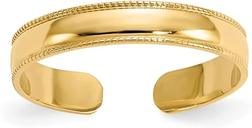 Sonia Jewels Real 14k Yellow Gold Mill Grain Adjustable Toe Ring Adjustable