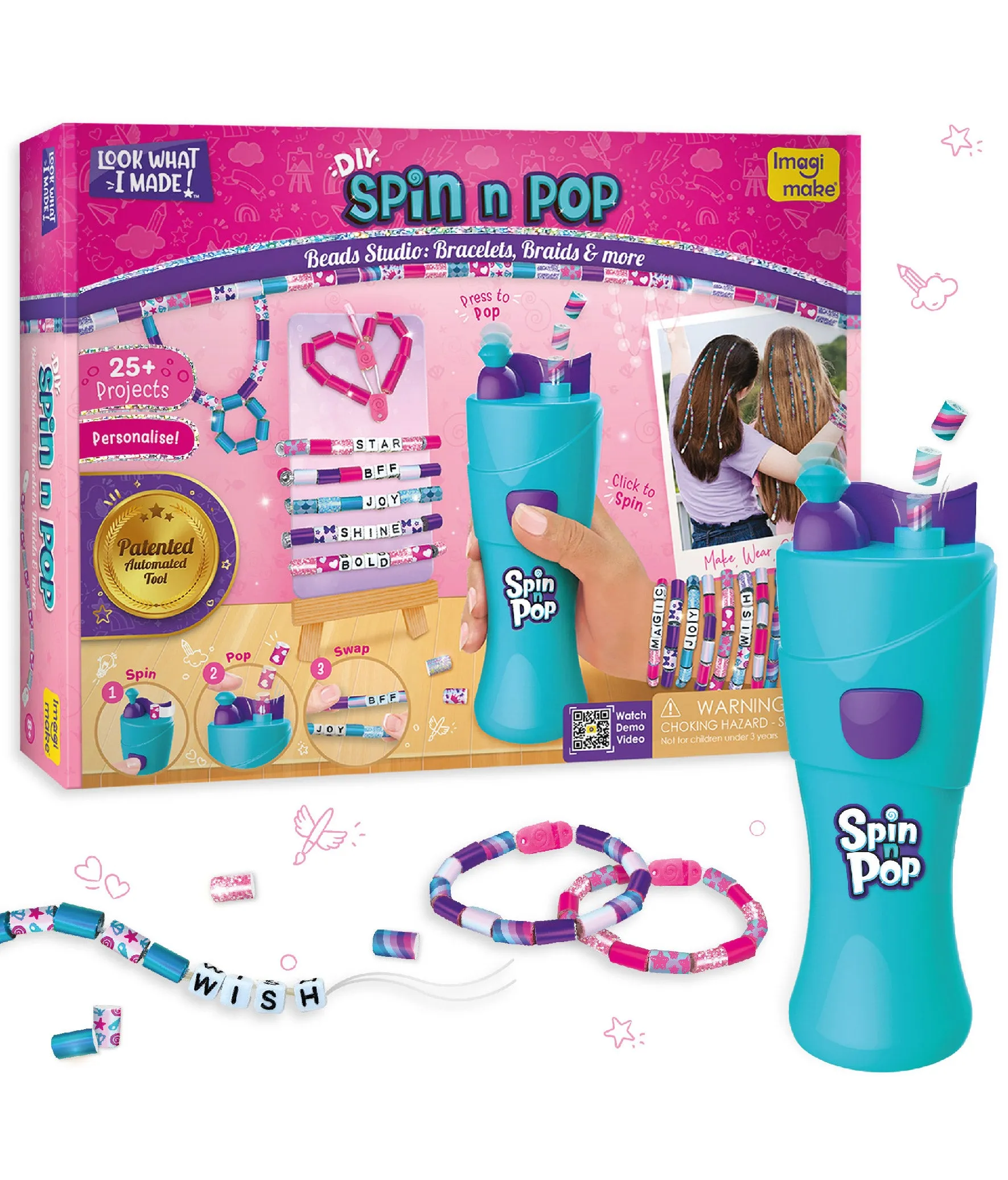 Spin n Pop - Beads Studio DIY Bracelets, Braids & More Activity Kit