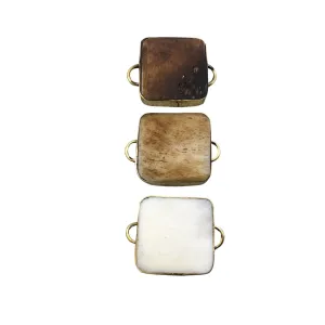 Square Bone Bezel Connector | Ox Bone Bead | Bone Jewelry