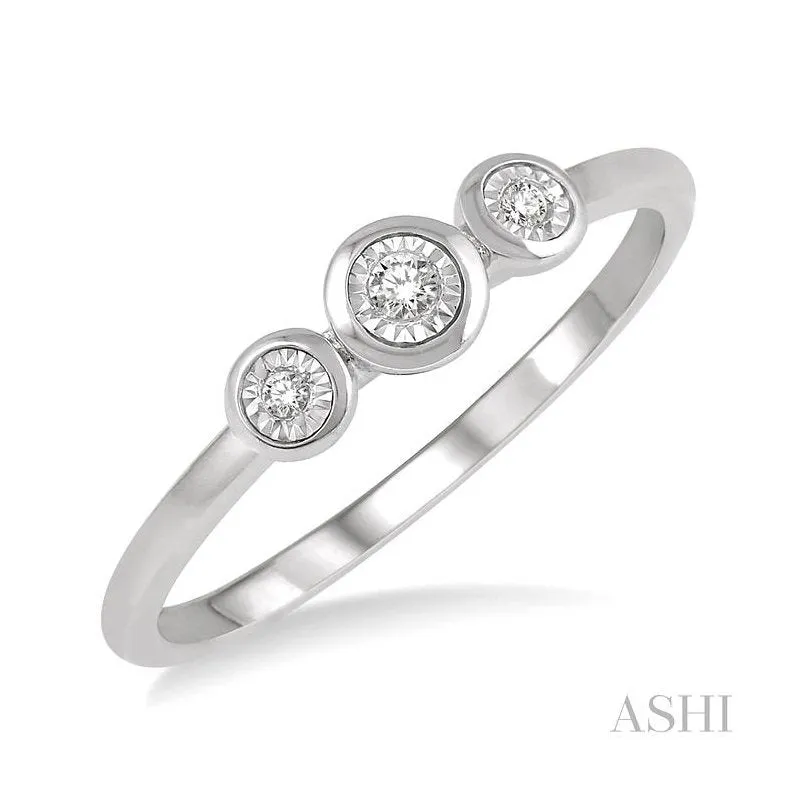 Stackable Round Shape Past Present & Future Diamond Promise Ring