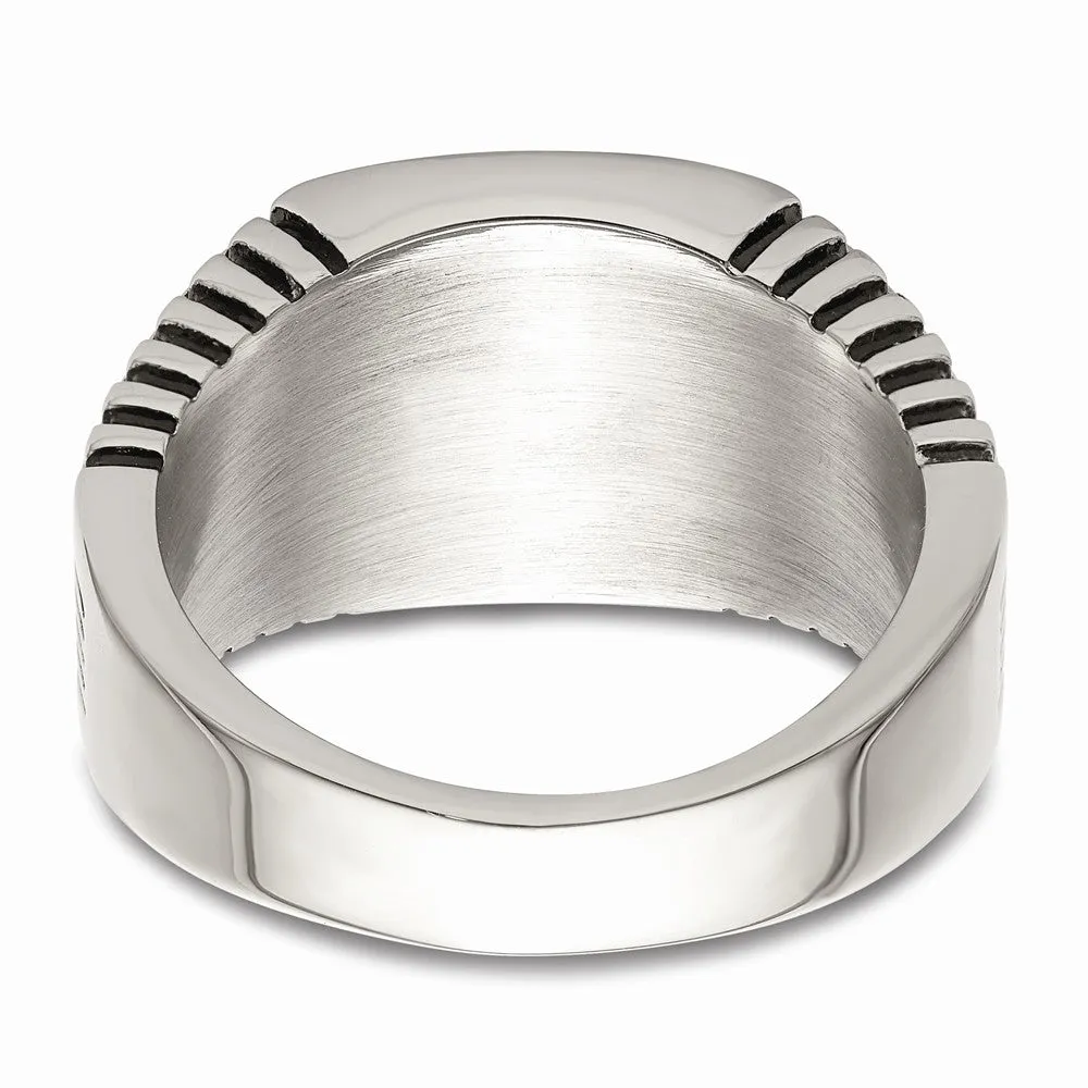 Stainless Steel Polished with CZ Signet Ring
