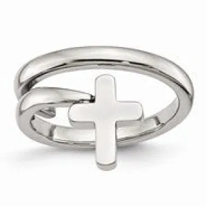 Stainless Steel Twisted Cross Polished Ring