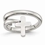Stainless Steel Twisted Cross Polished Ring